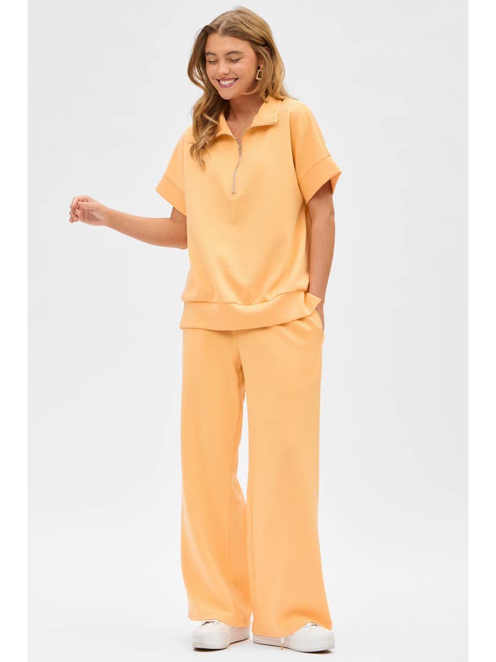 Dear Scarlett - Wholesale Lounge Set - Women's - Short Sleeve Quarter Zip + Pants Modal Set TRVSET-CATALINA