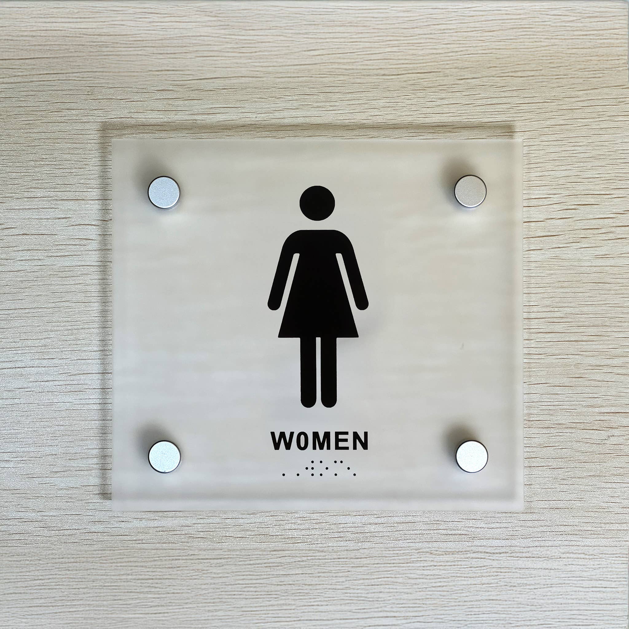 DisplayCanada - Wholesale Sign - Frosted Wall Mount Washroom Sign with Spacers 6