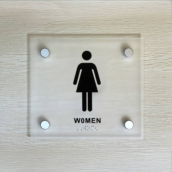 DisplayCanada - Wholesale Sign - Frosted Wall Mount Washroom Sign with Spacers 6