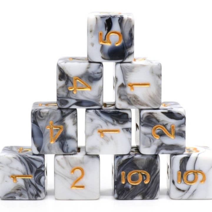 12 piece D6s - Espresso Cream for wholesale by Foam Brain Games