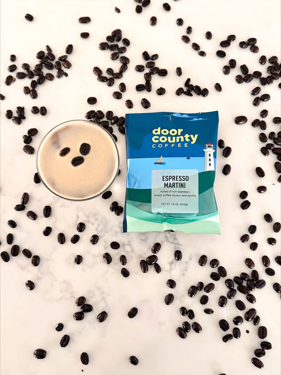 Door County Coffee - Wholesale Ground Coffee - Espresso Martini Flavored Coffee Medium Roast, 1.5oz, 6 pack3