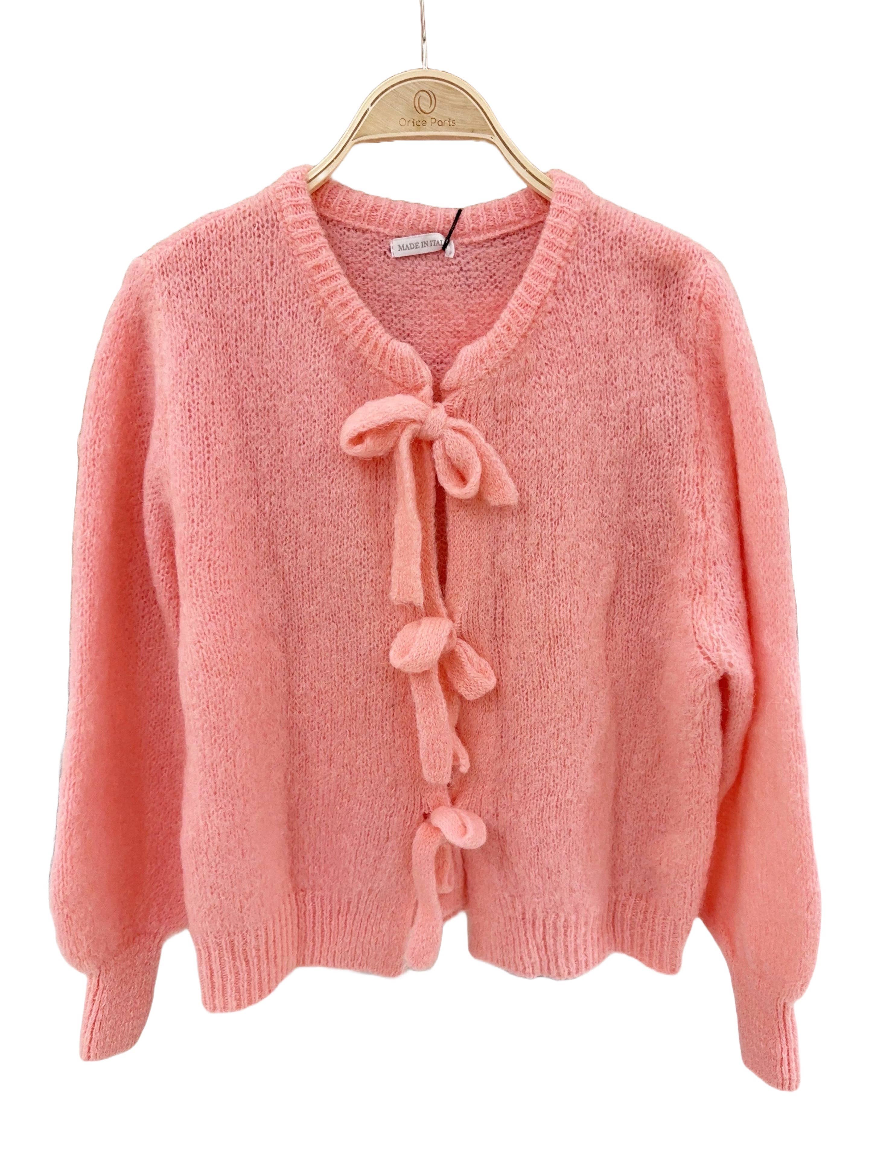 Orice – Cardigan - Mulher por atacado – Cardigã de malha de lã Mohair outono - Orice2