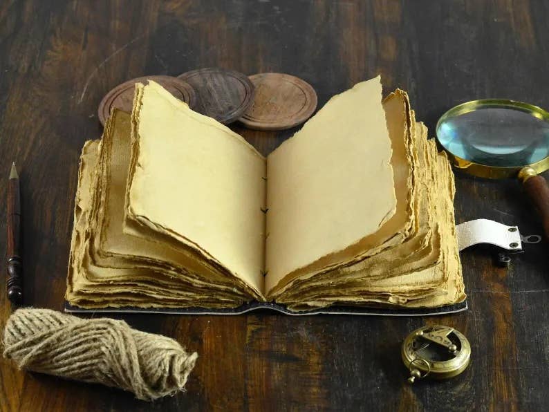 MNM HANDICRAFTS - Vendita all'ingrosso Diari/agende - Taccuino Journal con barca a vela, copertina in pelle e carta fatta a mano3