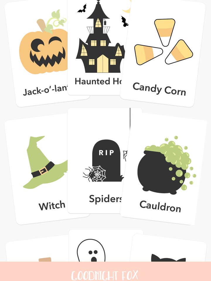 Halloween Flashcards for wholesale by GoodnightFox
