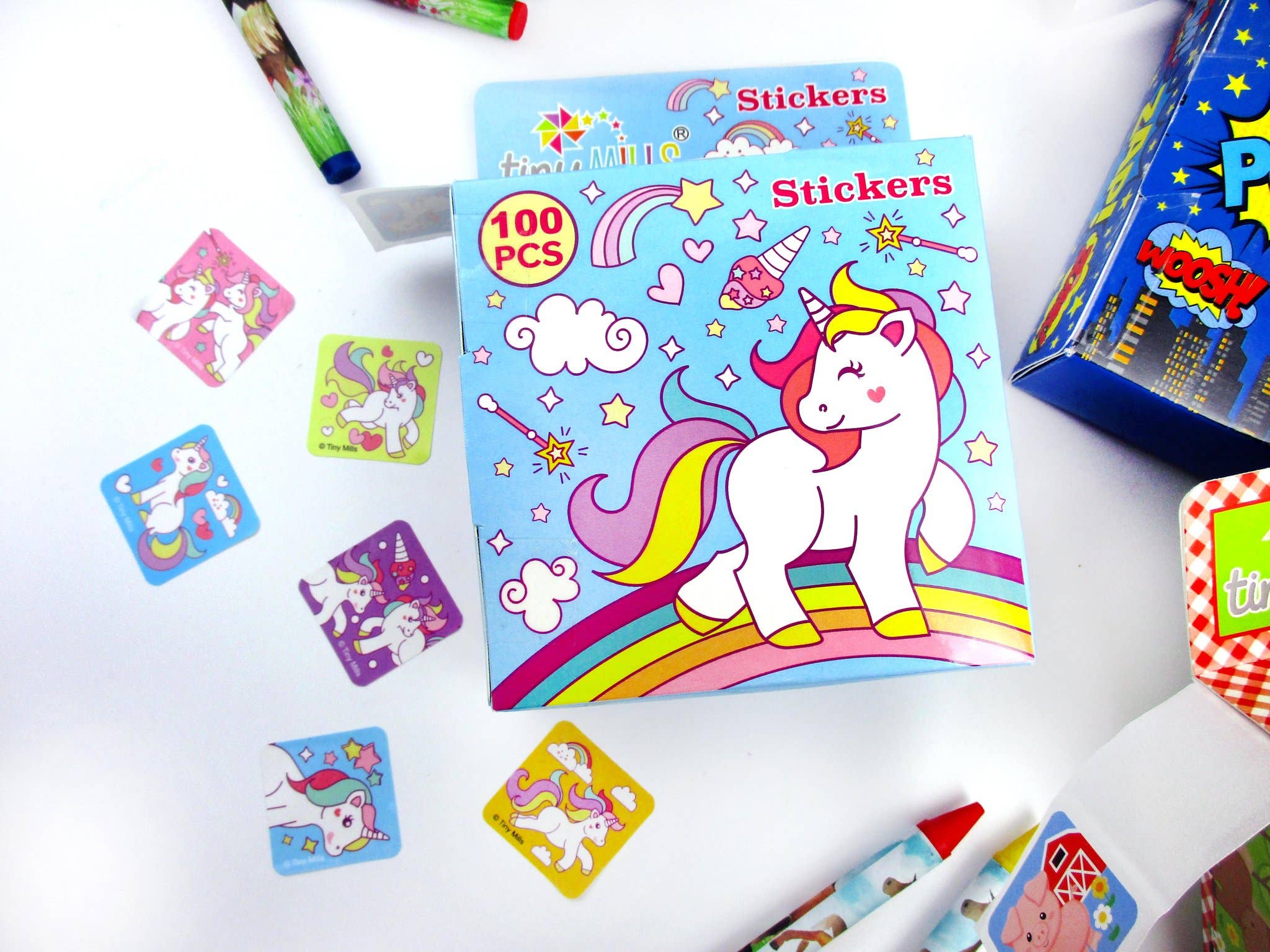 Tiny Mills - Wholesale Sticker - Kids & Baby - Unicorn Stickers 100 Stickers/Dispenser, Pack of 123