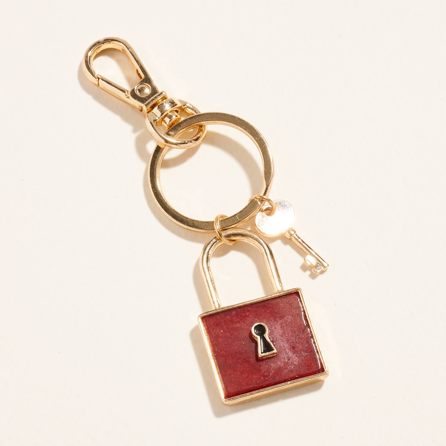 Designature New York - Wholesale Keychain - Unisex - Square Lock Shaped Semi Precious Stone Keychain2