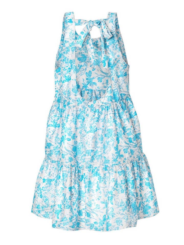 Clio Printet Åbent Ryg Silke Minikjole - Porcelæn for engroshandel hos AMARIS - Sustainable Womens Resortwear