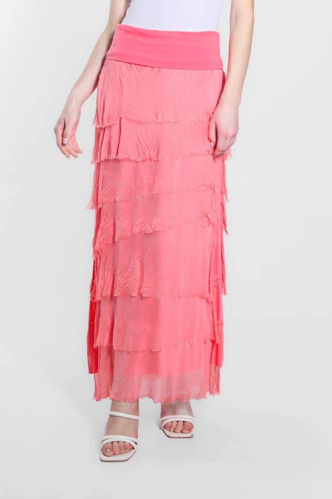 TINA Stephens Italy/Tees By Tina - Wholesale Skirt - Women's - Elisa Silk Ruffle Skirt (SL201)17