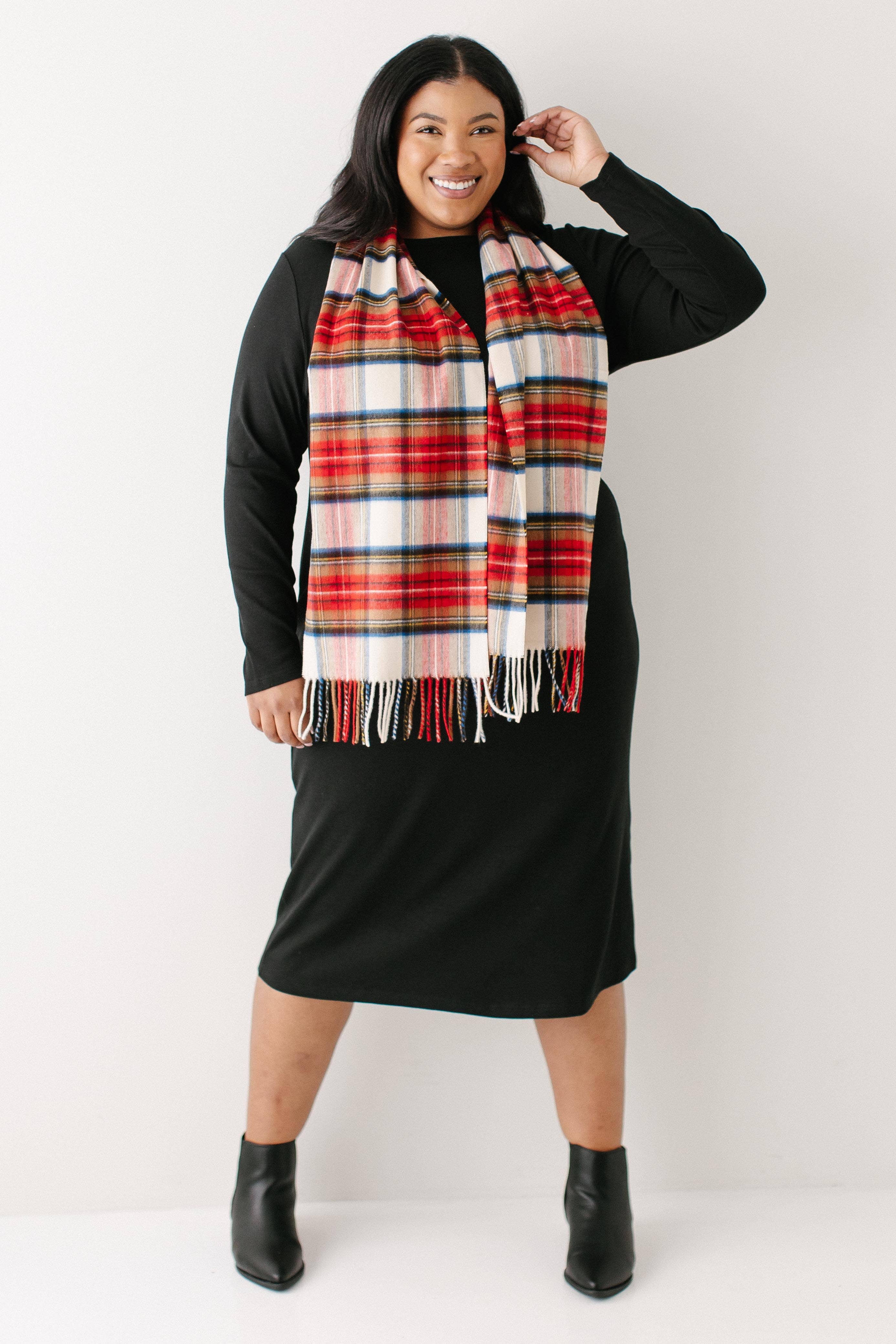 Black 'Constance' Bamboo Blend Ribbed Long Sleeve Midi Dress for wholesale on Faire7