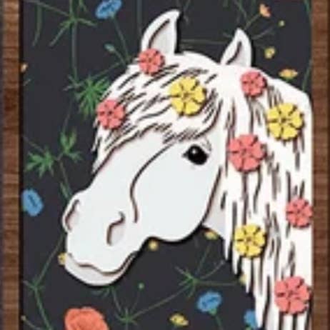 The Craft Witch - Wholesale DIY Craft Kit - Barnyard Animal Wooden Layered Portrait-White Horse1