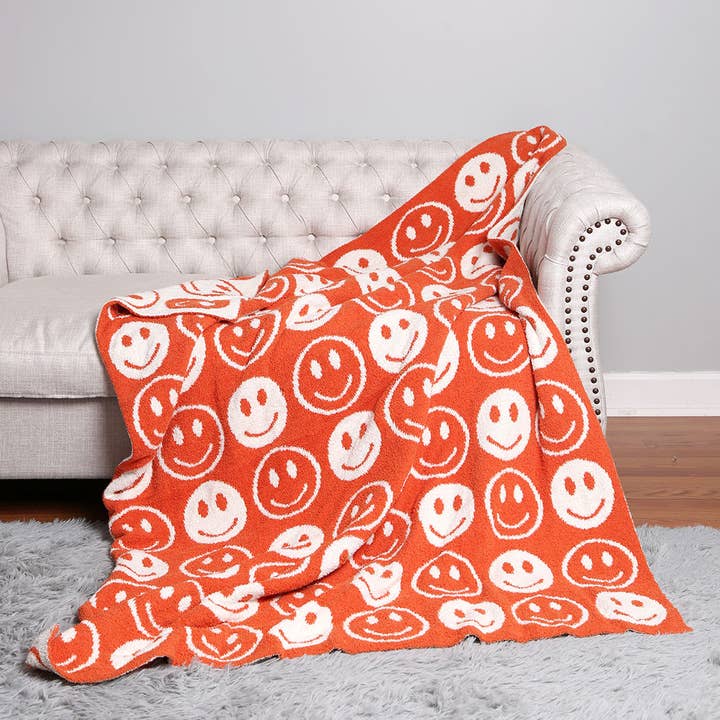 Fashion City - Wholesale Throw Blanket - Happy Face Patterned Throw Blanket12