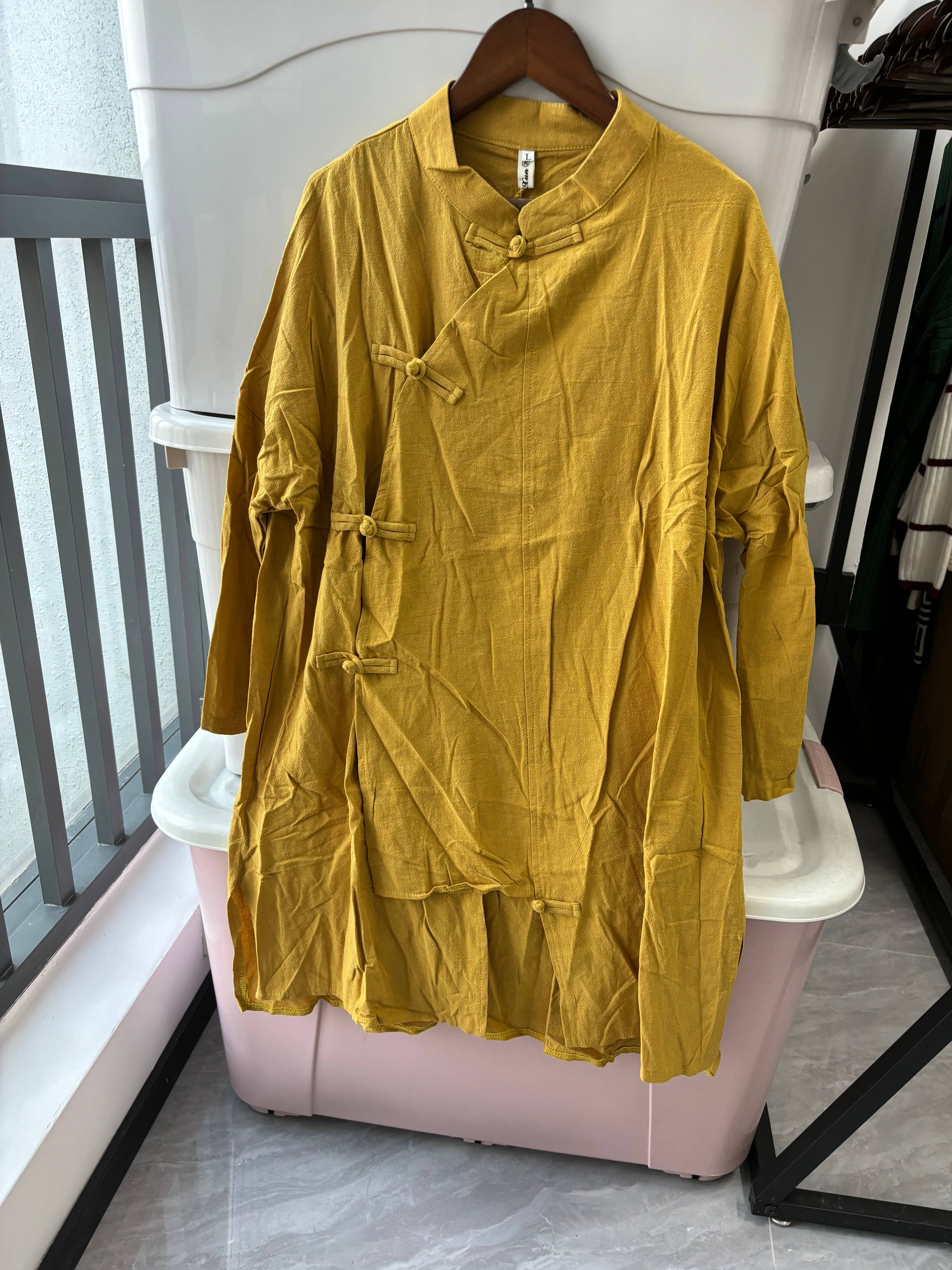 Whisper Mint - Wholesale Dress - Women's - Cotton linen women's literary retro mid-length shirt dress7