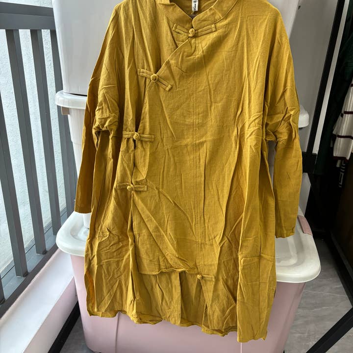 Whisper Mint - Wholesale Dress - Women's - Cotton linen women's literary retro mid-length shirt dress7