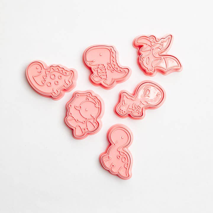 Montessori Mates Pty Ltd - Wholesale Cookie Cutter - Cute Dino Cookie Shape and Stamp Set - 6 pcs