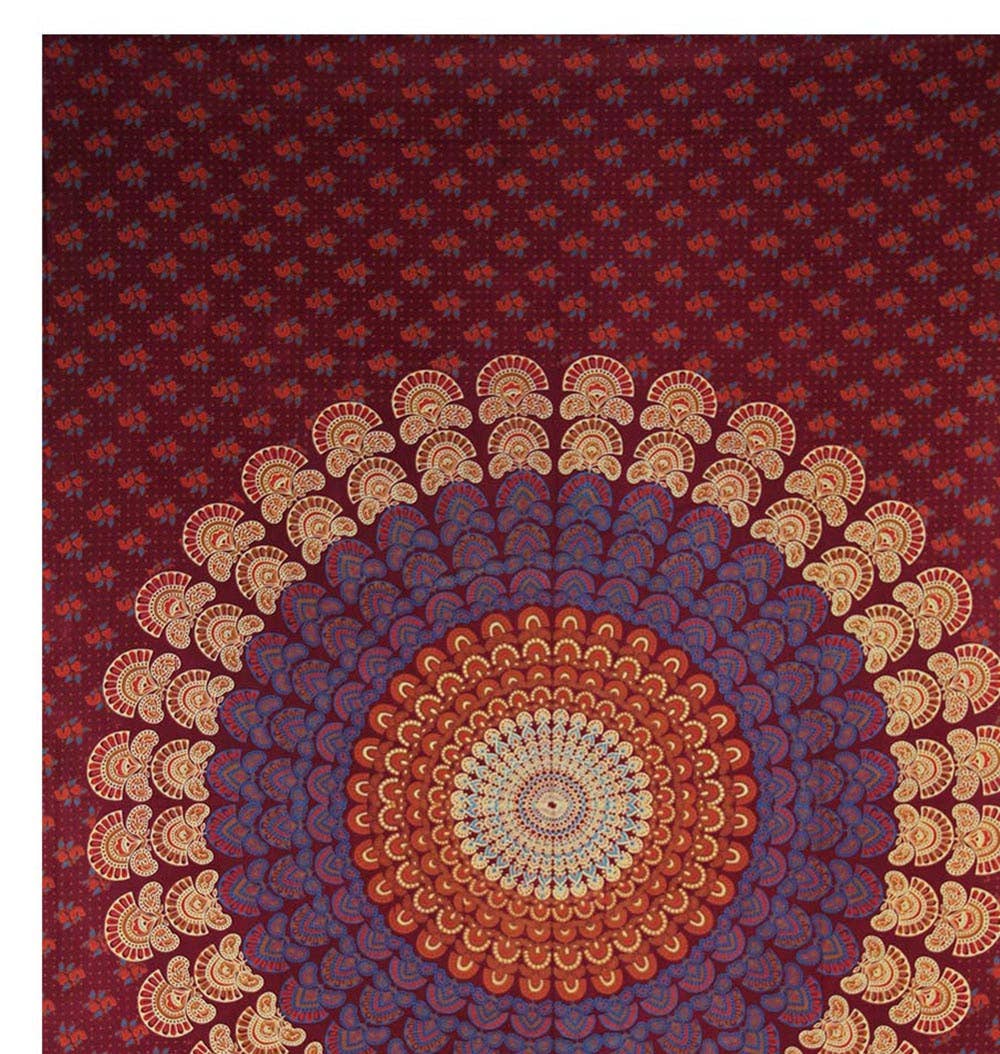 Lungta Imports - Wholesale Tapestry/Textile - Lotus Mandala Tapestry Wall Decor Beach Throw 80”X50”3