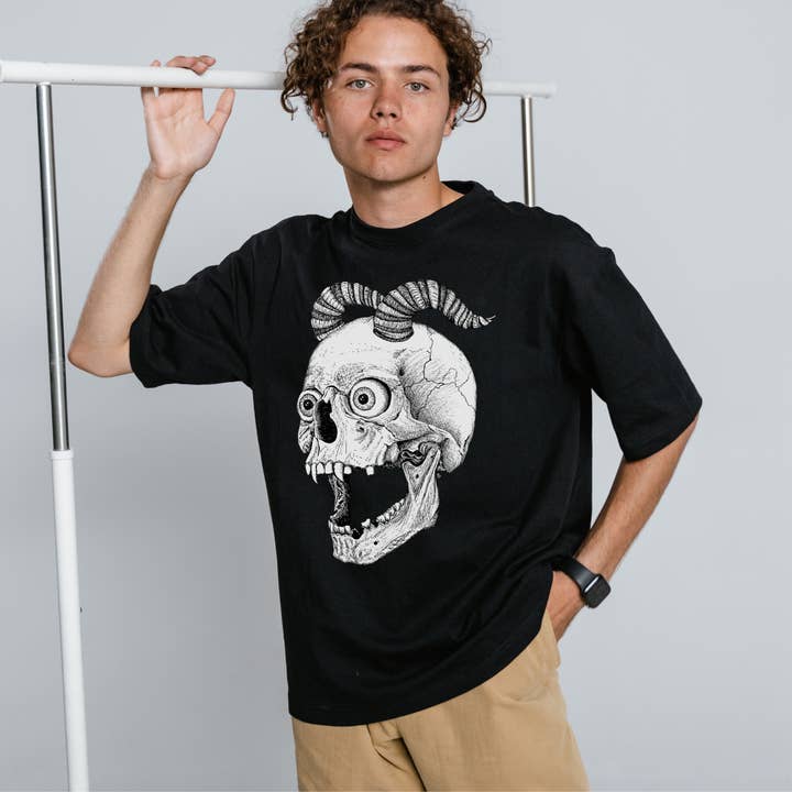 Hannah Kate Makes – wholesale T-shirt (graphic) – unisex – Screaming Skull T-shirt - Black - 100% Cotton - Reg/Fitted18