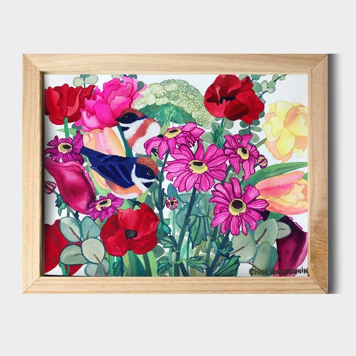 Capricórnio Em Full Bloom Arte em Aguarela 11" x14" Impressão por atacado de Chloe Marie Hourdequin Designs