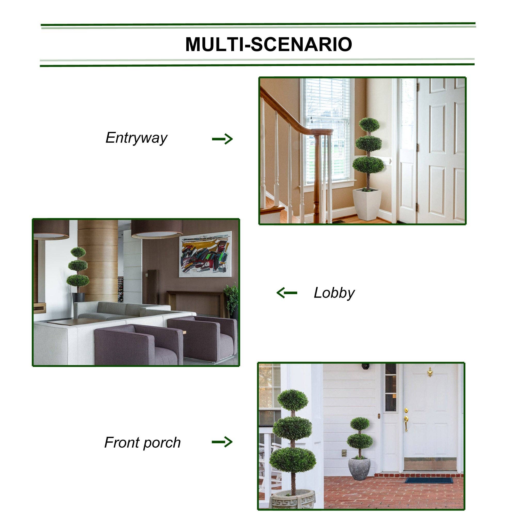 Larksilk – wholesale Konstgjord växt – Exklusiv 41" Trippel Buxbom Topiary - UV-resistent Konstgjord3