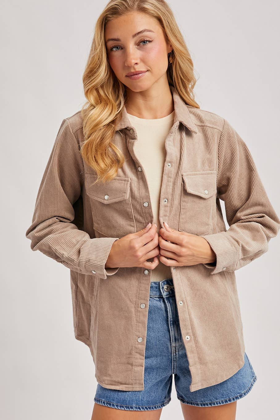 Bluivy – wholesale Shirt Jacket/Shacket - Women’s – CORDUROY BUTTON DOWN SHACKET WITH POCKETS20