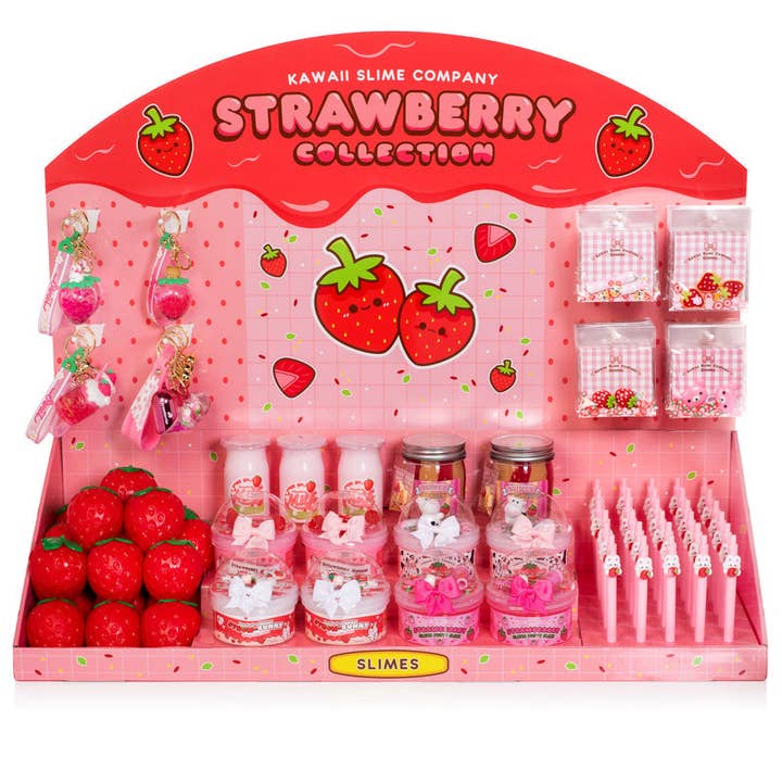 Strawberry POP Display (Products Included) for wholesale by Kawaii Slime Company