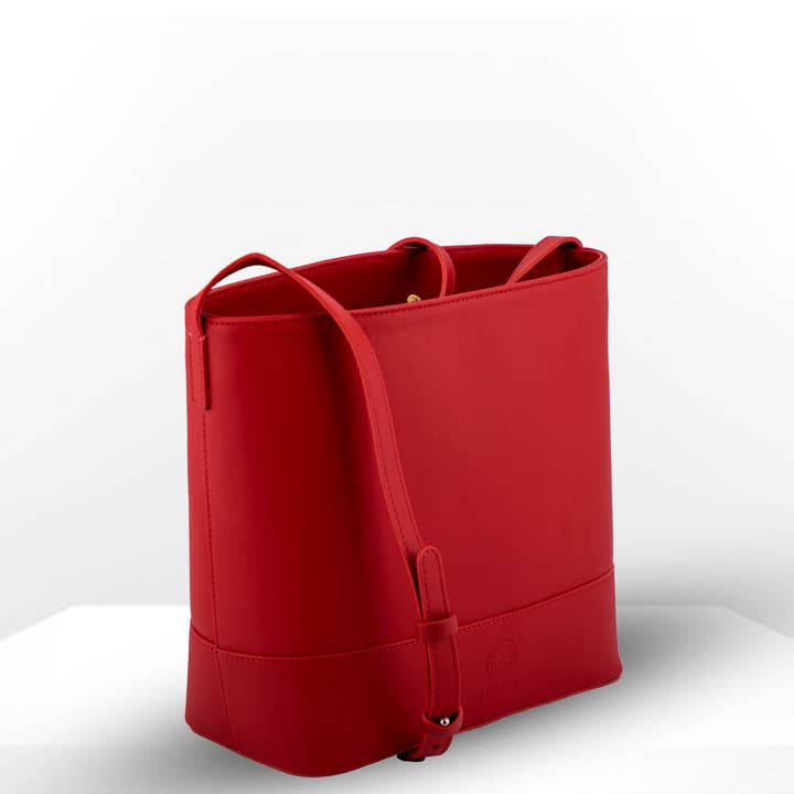 Elyousah Paris ,société SAROU – Großhandel Henkeltasche – Damen – LYS Bucket Bag aus vollnarbigem Rindsleder (rot)1