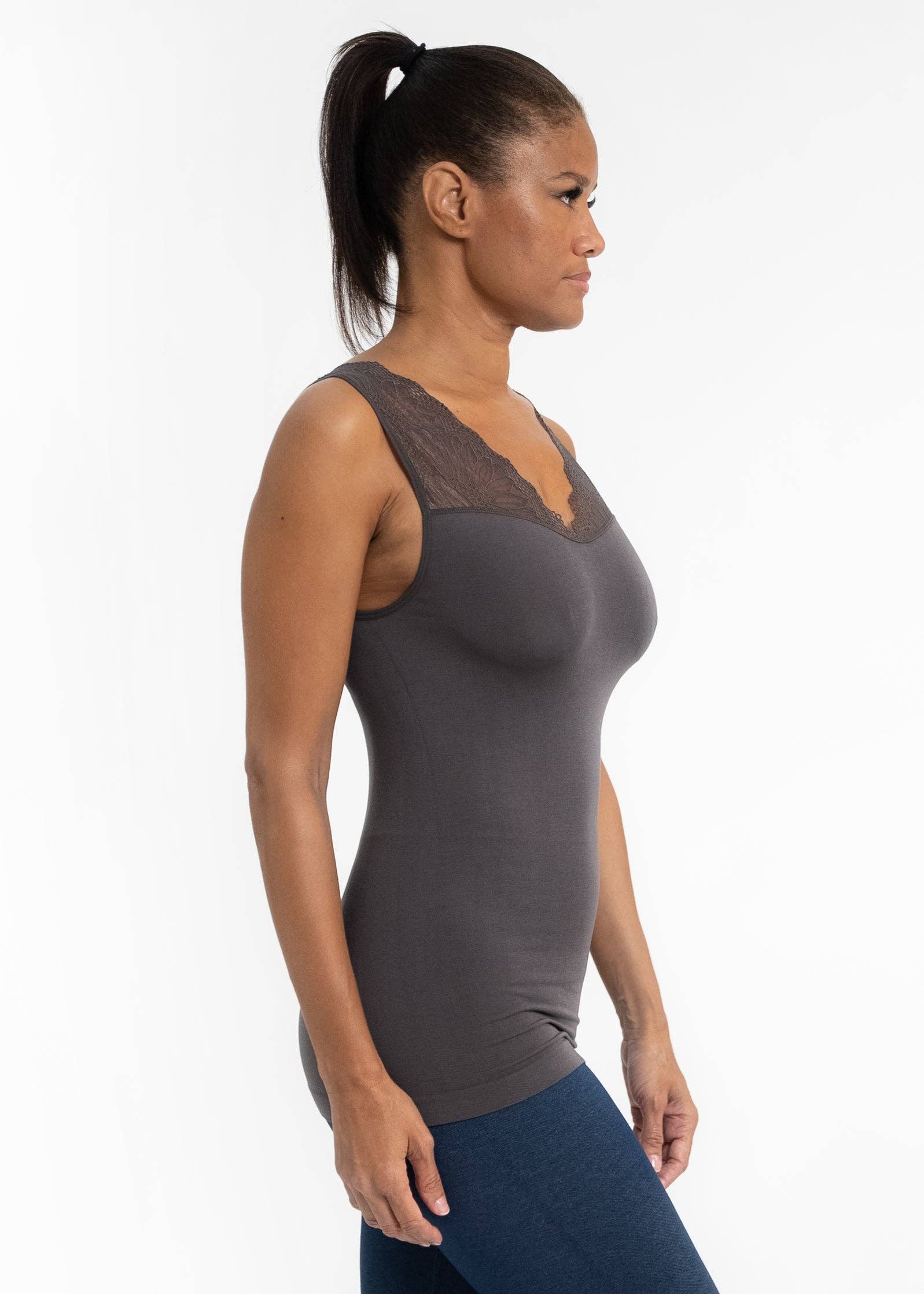 ELIETIAN - Vente Haut en maille – femme - Top réversible avec insert en dentelle53