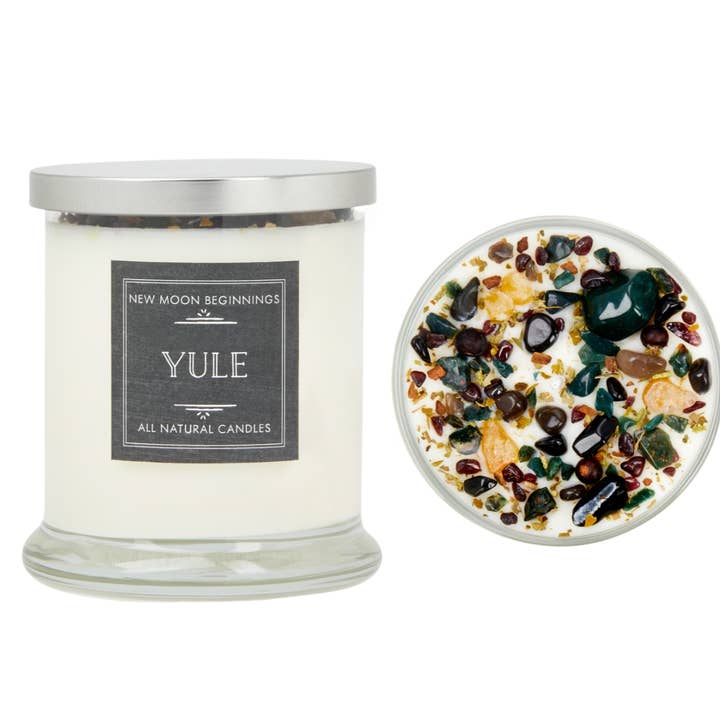 New Moon Beginnings - Wholesale Jar/Filled Candle - Crystal Candles, Energy Candles 12oz Soy Candles Handmade49