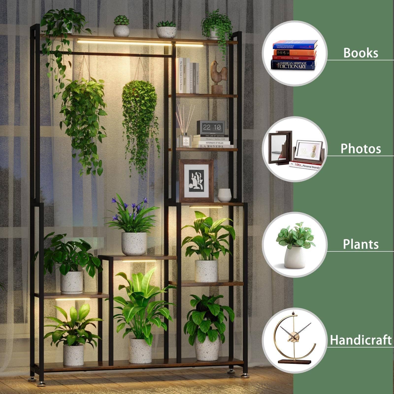 39F Inc. - Vente Supports de plantes - Support de plantes en métal à 8 niveaux avec lampe de culture pour intérieur8