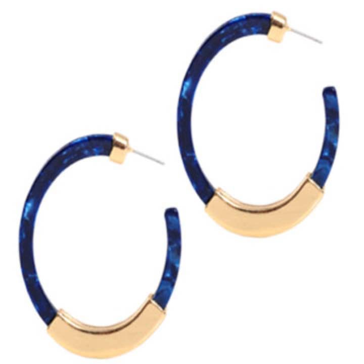 2" Kathryn Acrylic Acetate Earrings in Blue Marble for wholesale by David Christopher's Collection