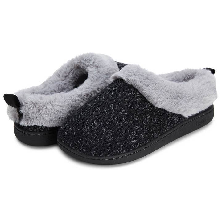 Women's Ivy Patterned Sweater Knit Faux Fur Clog Slipper for wholesale by Floopi