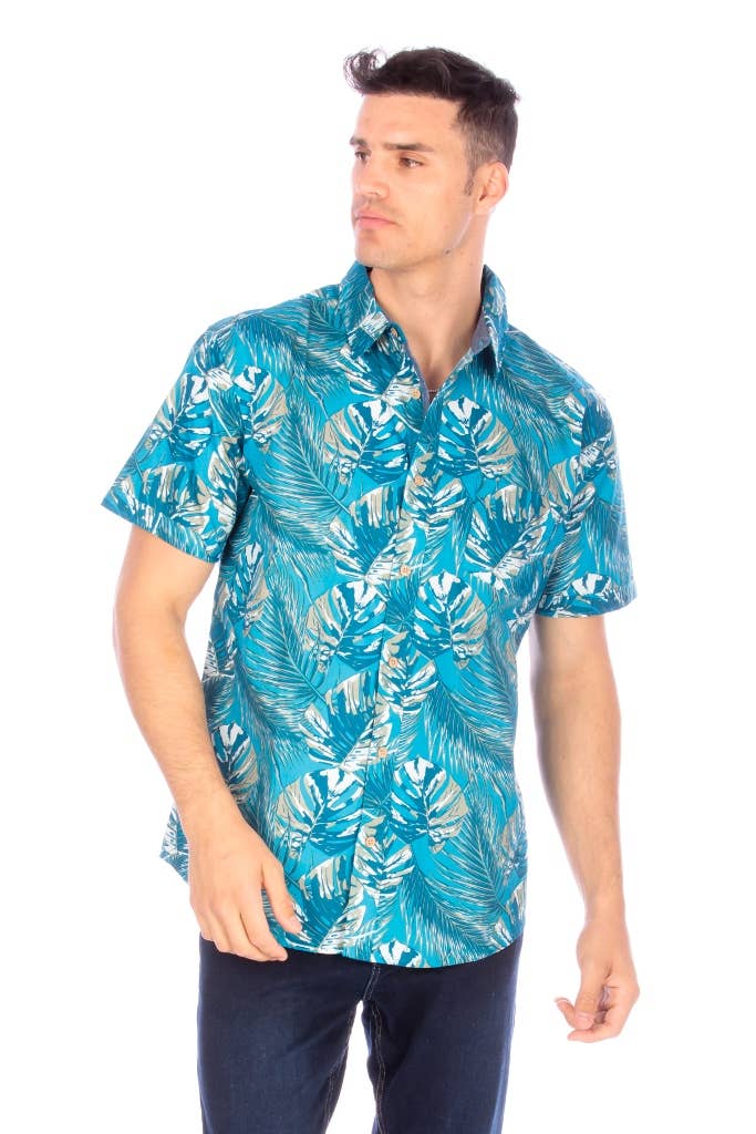 Hawk's Bay - Wholesale Button Down Shirt - Men's - Men's Printed Woven Hawaii Floral Short Sleeve Cotton Shirt1