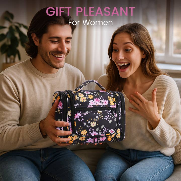 wandf – wholesale Toiletry bag – women's – Versatile Hanging Cosmetic Bag with Floral Design for Travel11