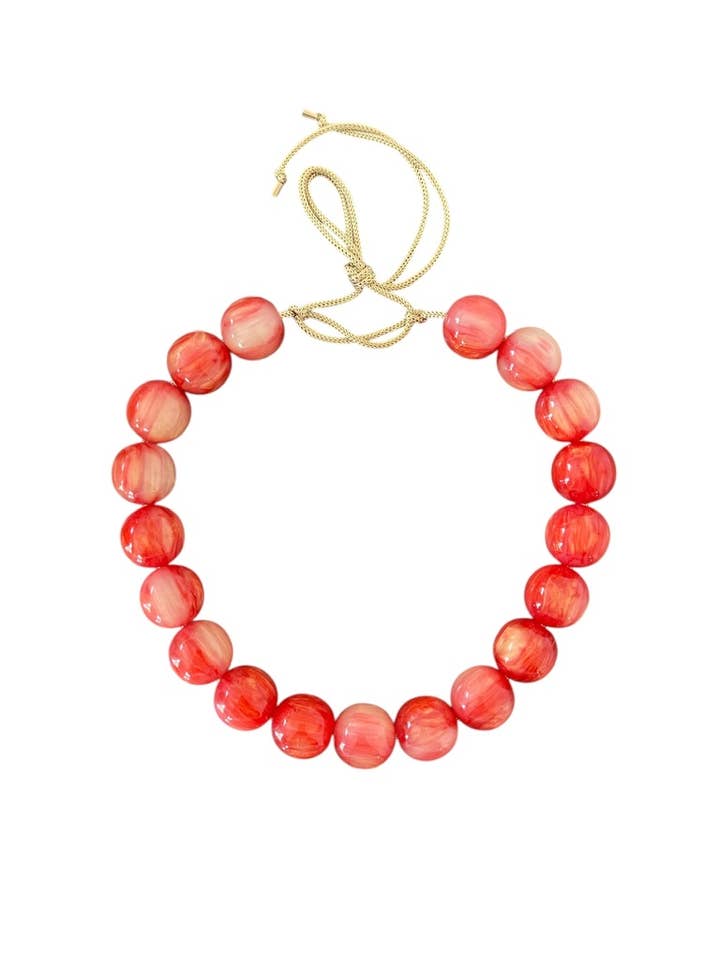 Chunky Beaded Necklace - Cherry Swirl for wholesale by KMs GEMs