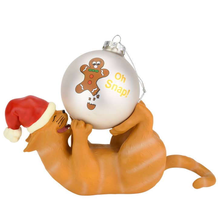 Support de présentation d'ornement de Noël Chat Joueur 10" x 4,5" (Chat Orange) pour la vente par Tree Buddees