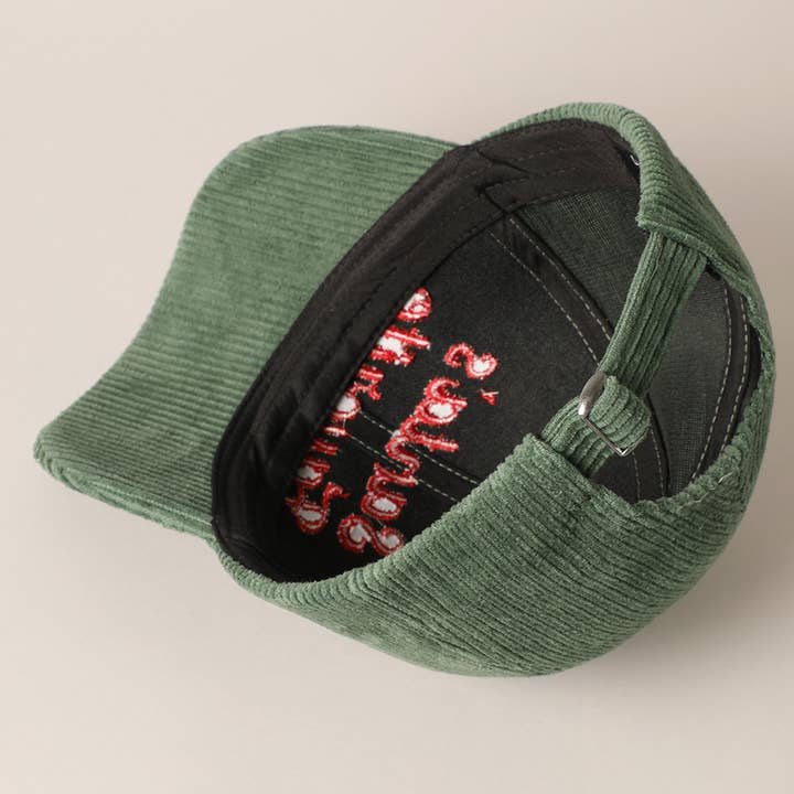 Fashion City - Wholesale Baseball Cap - Unisex - Santa's Favorite Embroidery Corduroy Cap12