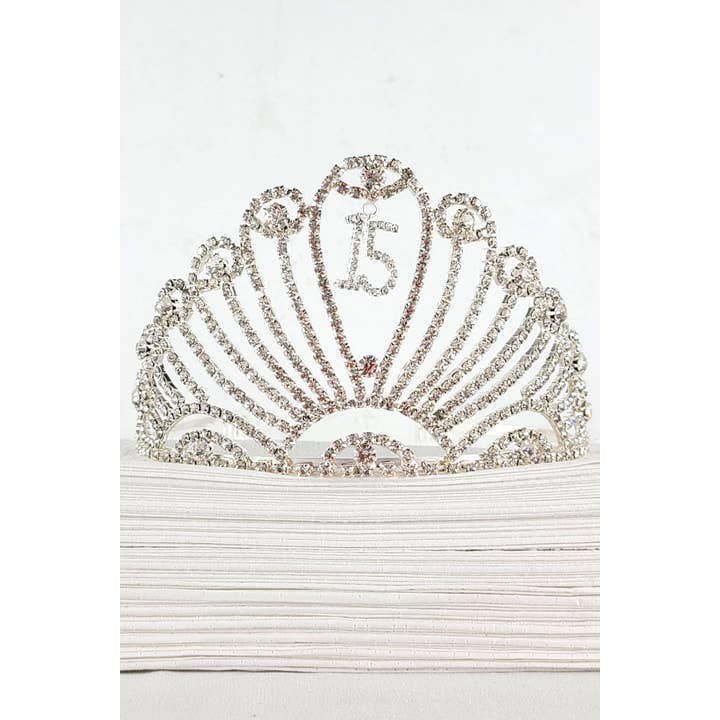Chicas – wholesale Tiara – Women’s – Jeweled Quinceanera Tiara With Hanging 15 Piece HT908