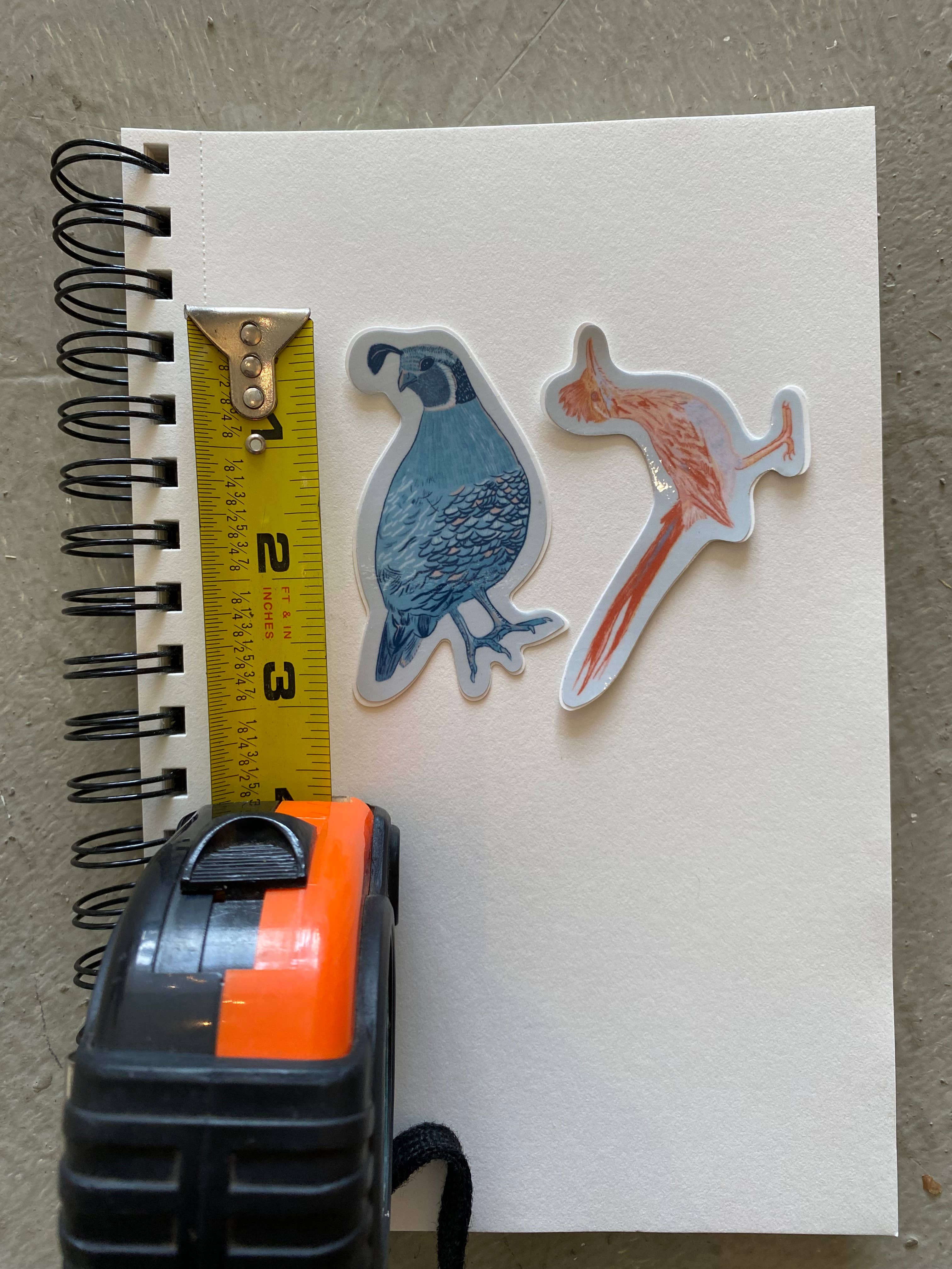 June Jewell Designs - Wholesale Sticker - 3” Roadrunner & Quail Vinyl Sticker Set2