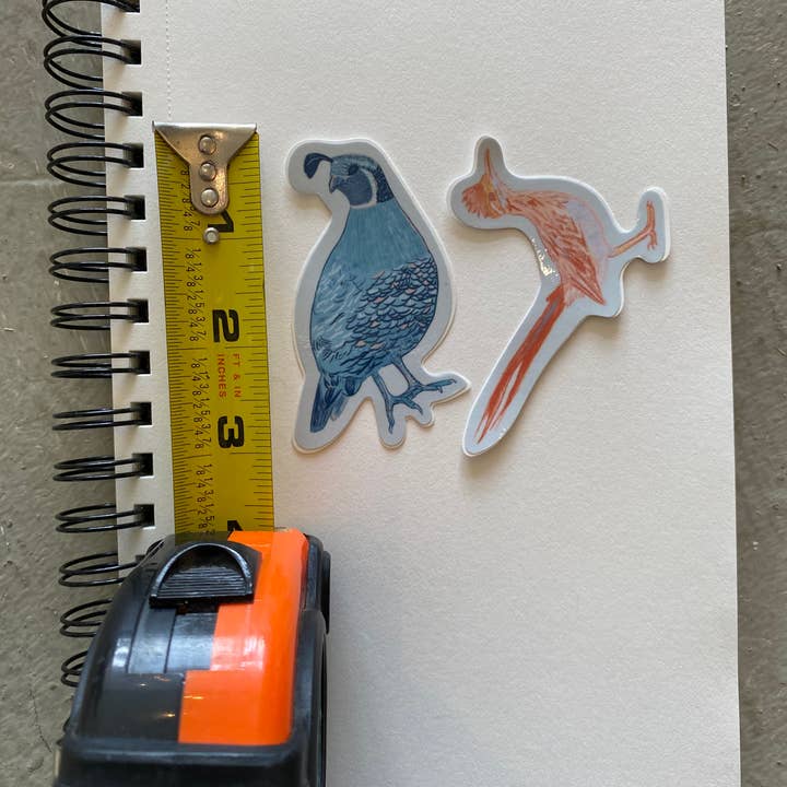 June Jewell Designs - Wholesale Sticker - 3” Roadrunner & Quail Vinyl Sticker Set2