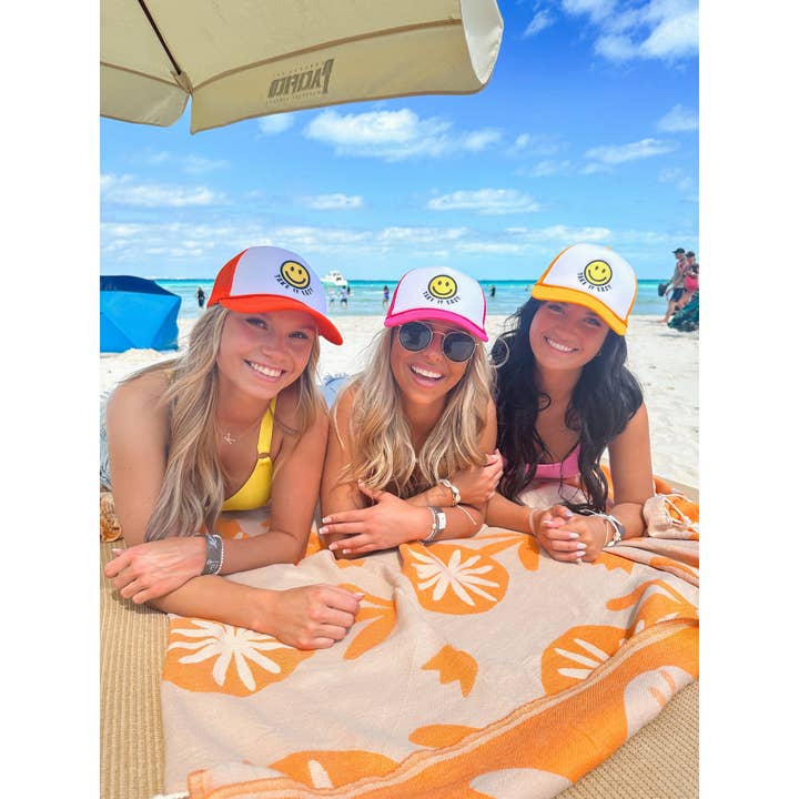 Take it Easy Smiley Face C.C Trucker Ball Cap TCB01 for wholesale by C.C Beanie