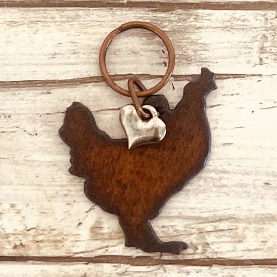 Universal Ironworks USA – Engroshandel Nøglering - Unisex – Kylling nøglering Rustik bondegård gave0