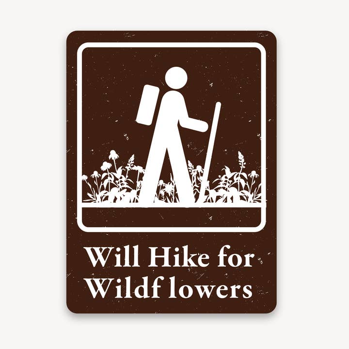 Summit Supply Shop - Wholesale Sticker - Will Hike for Wildflowers Die-cut Sticker0