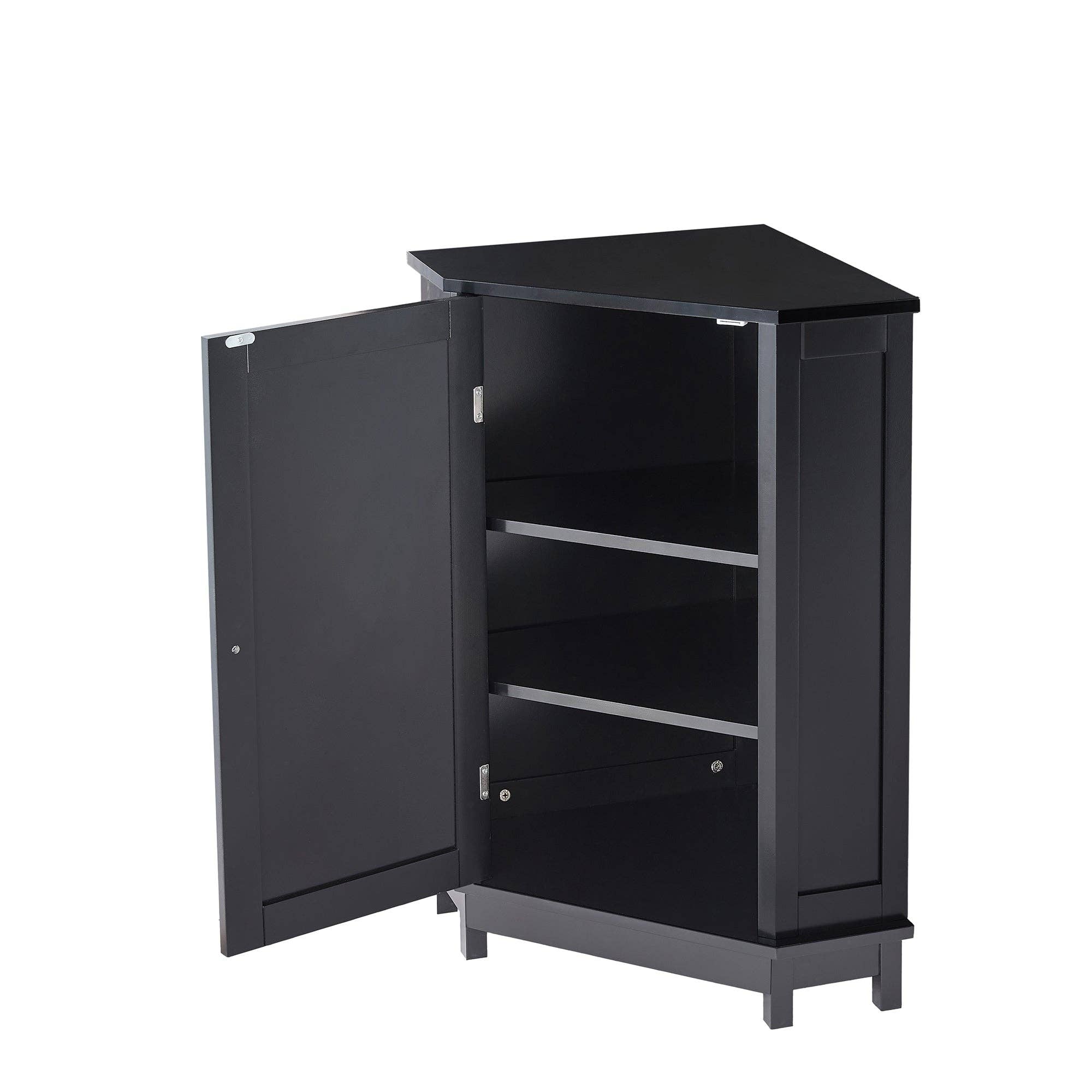 Orange County Decor - Wholesale Cabinet - Black Bathroom Cabinet Triangle Corner Storage Cabinet With Adjustable Shelf Modern Style Mdf Board Black Mdf18