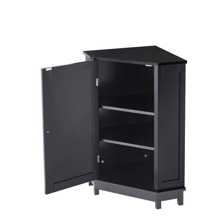 Orange County Decor - Wholesale Cabinet - Black Bathroom Cabinet Triangle Corner Storage Cabinet With Adjustable Shelf Modern Style Mdf Board Black Mdf18