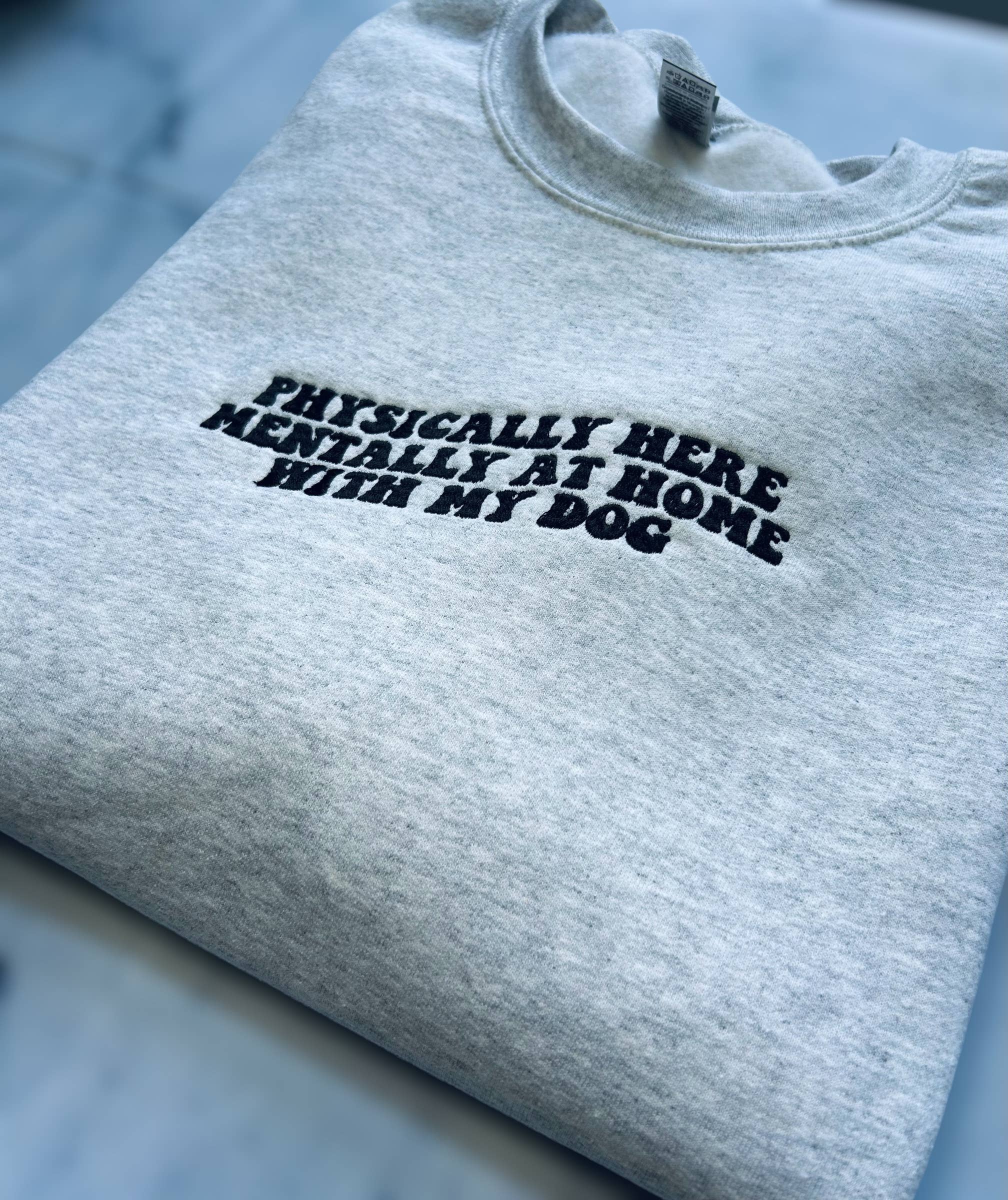 Rosie by Madison - Wholesale Graphic Sweatshirt - Unisex - Embroidered "At Home" Dog/Cat Crewneck2