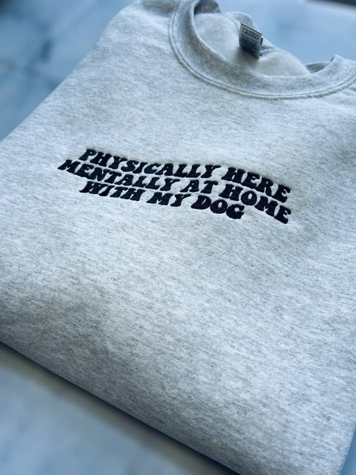 Rosie by Madison - Wholesale Graphic Sweatshirt - Unisex - Embroidered "At Home" Dog/Cat Crewneck2