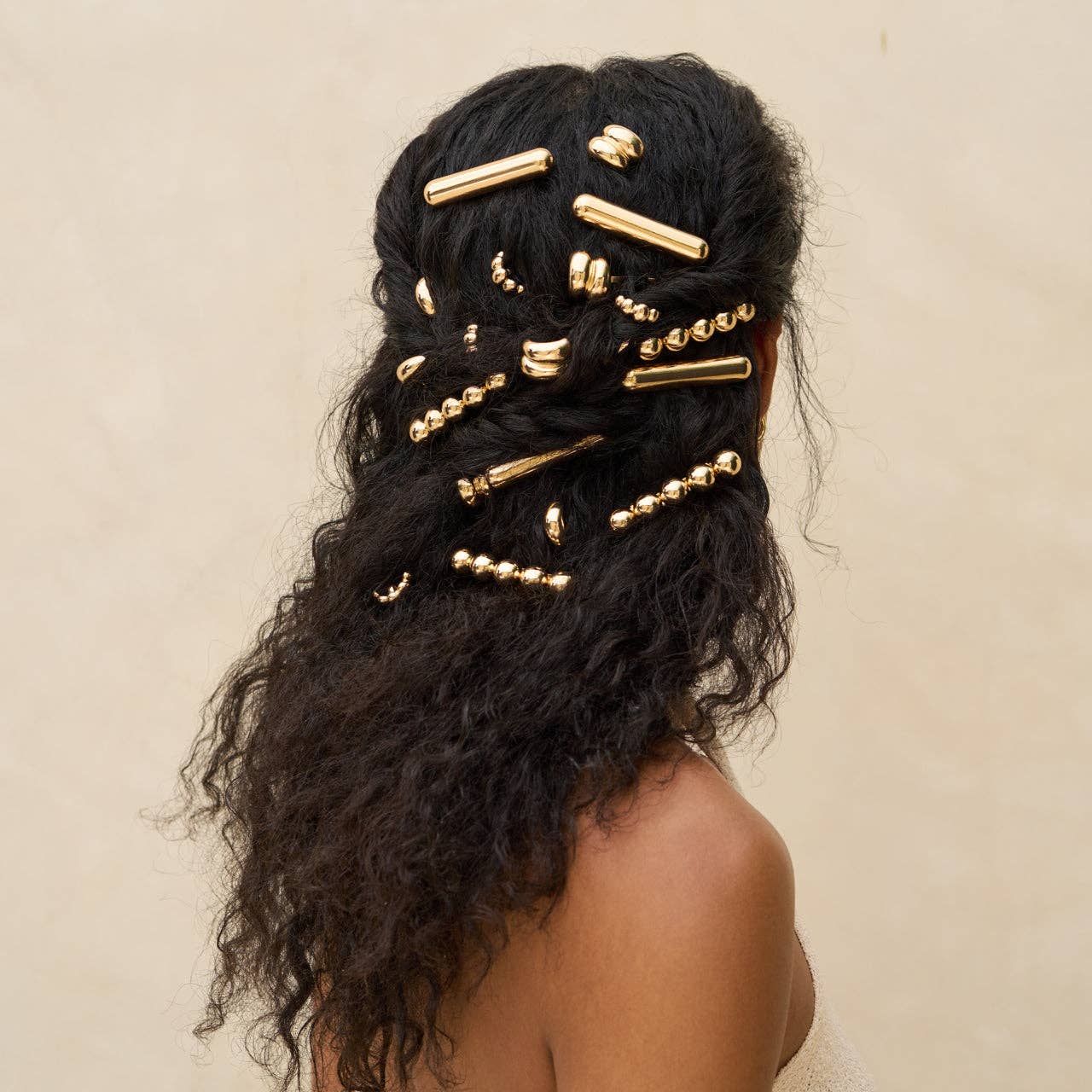 KITSCH - Wholesale Hair Pin - Gold Metal Pony Pins 3 pc Set3