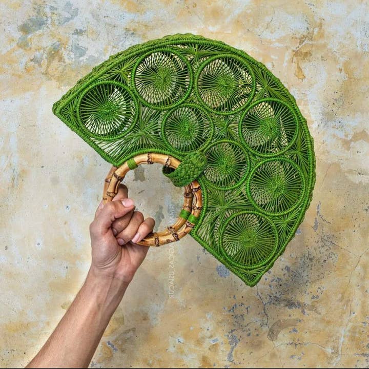 Vibrant Spiral Handwoven Iraca Purse for wholesale by Macondo Forever