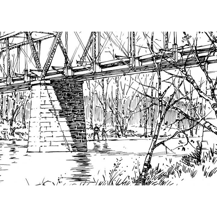 Peter Giraudeau - Wholesale Art Print - James River C&O Bridge - Ink Sketch2