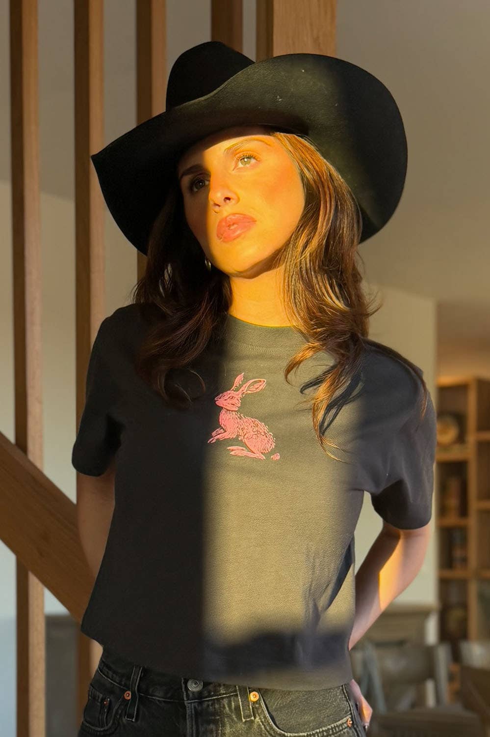 CHARCOAL Jack Rabbit Vintage-Wash Cropped Graphic Tee for wholesale on Faire3