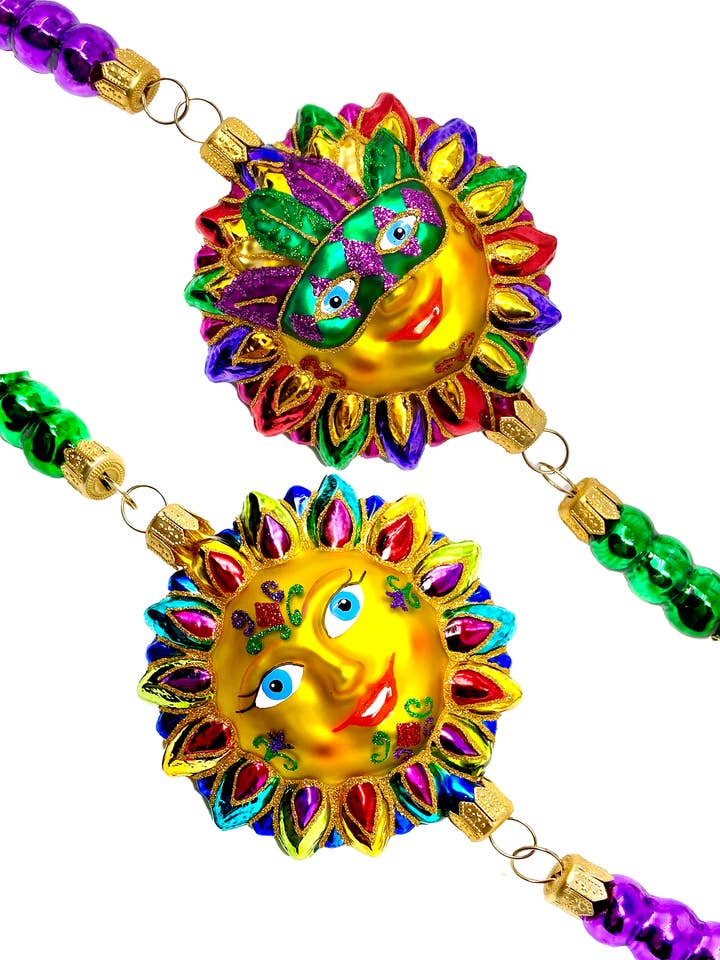 Celestial Sun Face Polish Glass Christmas Garland Solar for wholesale by Kenzies of London
